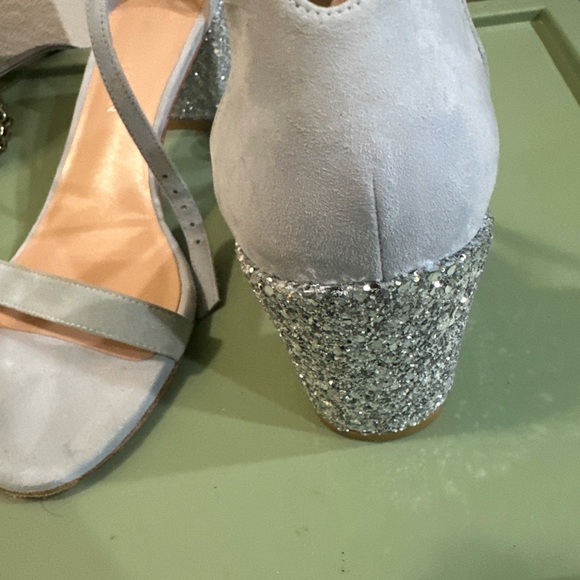 Stuart Weitzman Sky Blue Rhinestone Block Heels with Glitter- size 9 - Picture 2 of 5